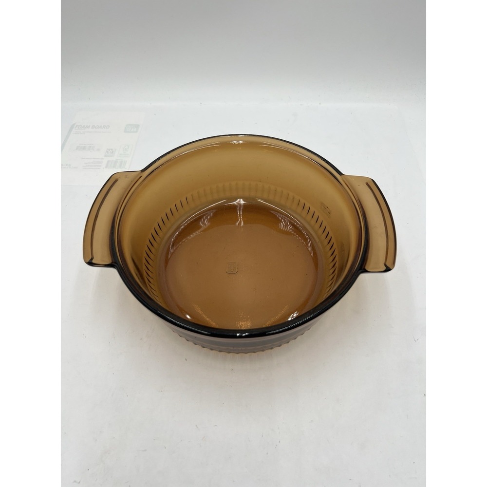 Vintage Anchor Hocking Fire King 438 Amber Glass 2 Qt Casserole Dish USA